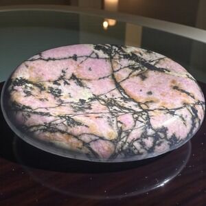 Rhodonite Crystal Oval Dish‎ | Healing Worry Stone Ring Holder Self Love Decor